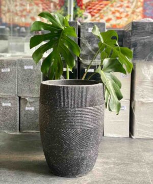 Chậu xi măng nhẹ đầu đạn decor màu đen