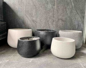 bộ Chậu xi măng nhẹ bầu đáy thấp