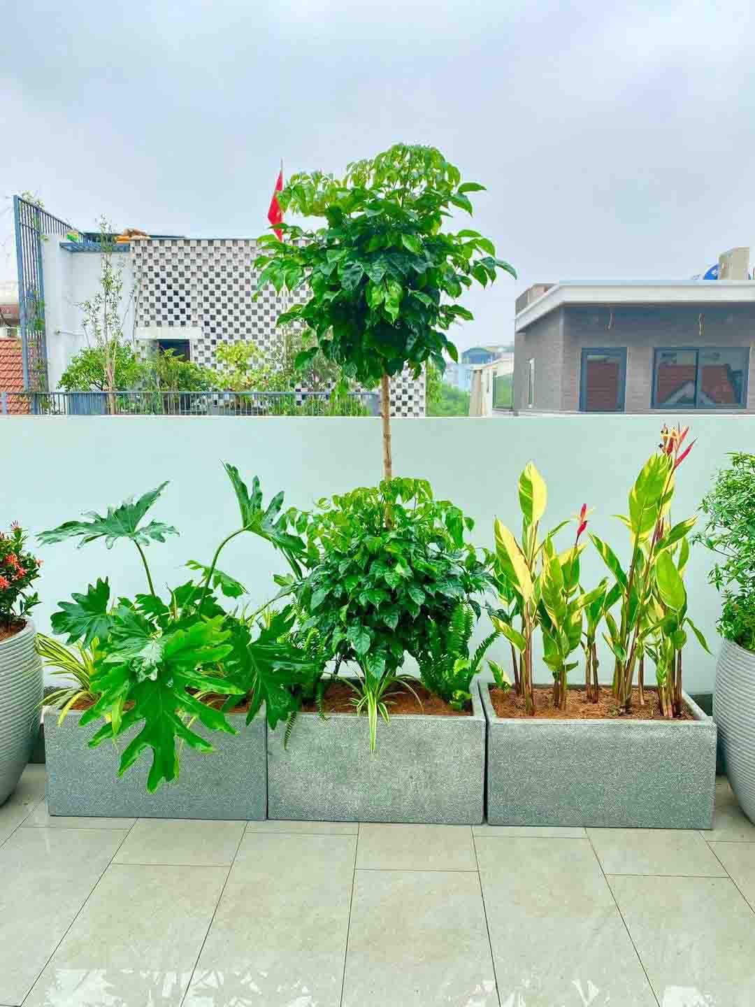 Trang trí ban công xi măng đá mài 