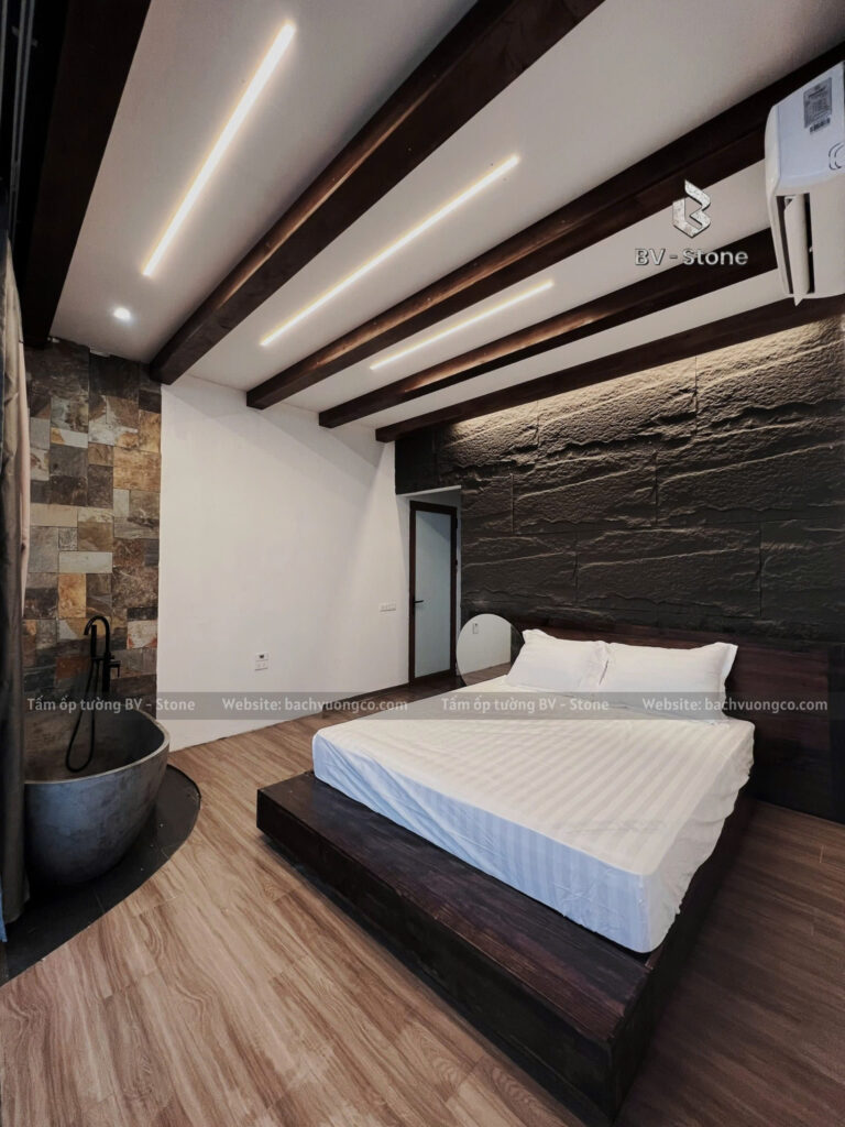 Ốp vách tivi, trụ cột, trần nhà bằng tấm PU